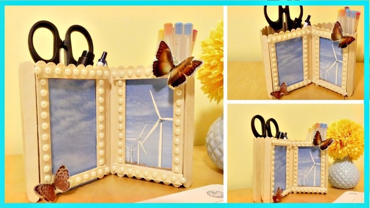 DIY Pen Holder with Photo Frame Out of Popsicle Sticks (Simple & Easy)