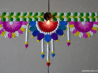 Easy Border.Toran rangoli for diwali | Easy rangoli designs by Poonam Borkar
