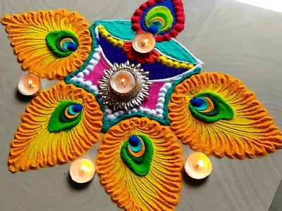 Easy & quick innovative diya decoration Diwali rangoli
