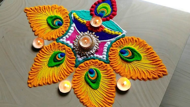 Easy & quick innovative diya decoration Diwali rangoli