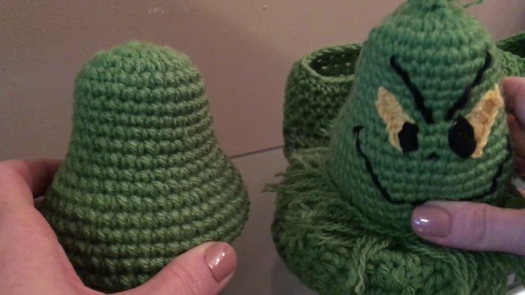 Grinch inspired slippers video 2 of 2 (how to crochet the grinch head)