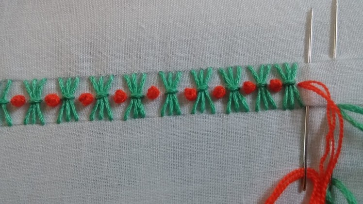 Hand embroidery: Bundle stitch border design