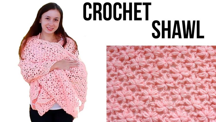 How to crochet a flower shawl. Free tutorial. pattern. Easy Crochet