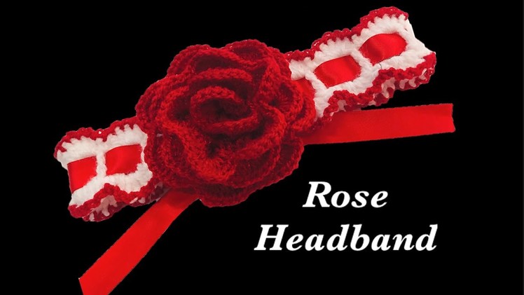 How to crochet baby girl headband with rose flower by Crochet for Baby #161