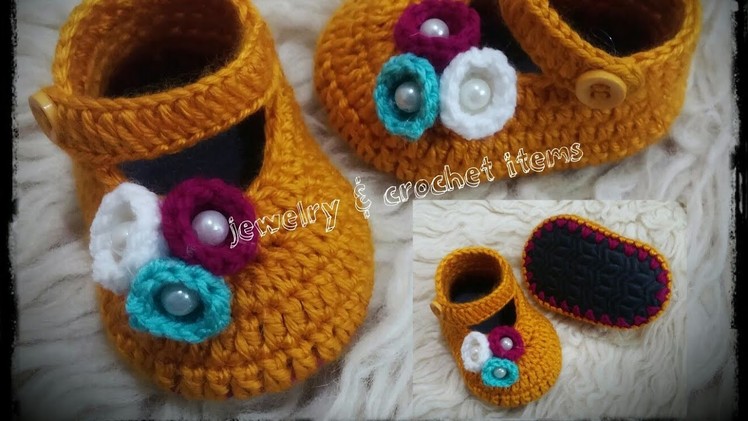 How To Crochet Cute Baby Booties( 3-6 month)