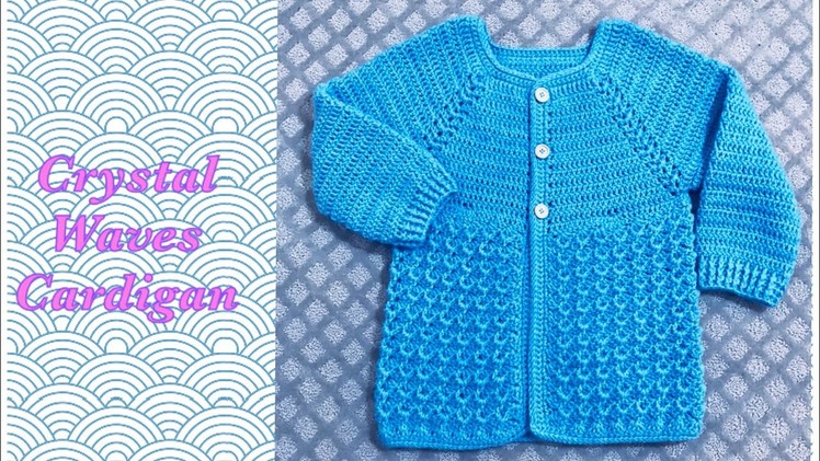 How to crochet girl’s sweater cardigan 6-12 yrs with Crystal Waves Stitch by Crochet for Baby #163