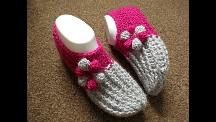 How to crochet slippers socks adults tutorial women's Designed by Happy Crochet Club
