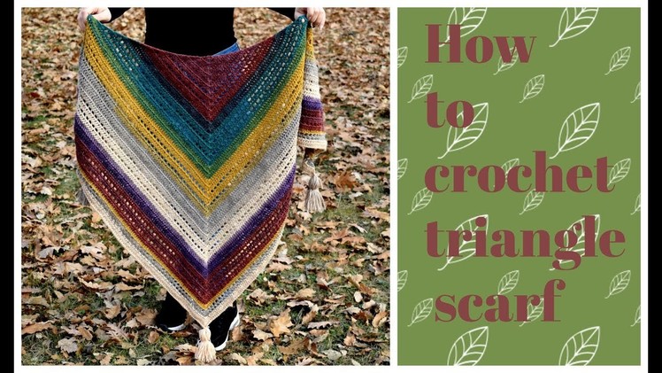 How to crochet triangle scarf.Super easy Lion brand Mandala triangle shawl.