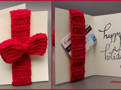 How to Crochet Tutorial: Bow Greeting Card with Gift Card Holder