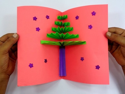 How To Make a Paper Gift Card For Christmas   DIY 3D Pop Up Christmas Tree Greetings Card