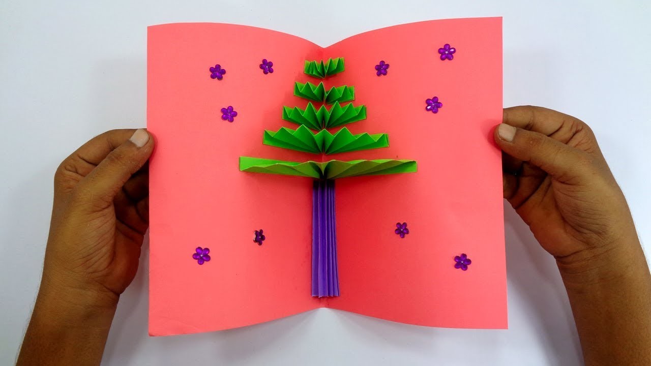 How To Make A Paper Gift Card For Christmas Diy 3d Pop Up Christmas Tree Greetings Card