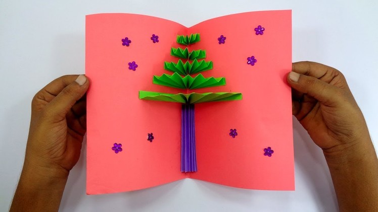 How To Make a Paper Gift Card For Christmas   DIY 3D Pop Up Christmas Tree Greetings Card