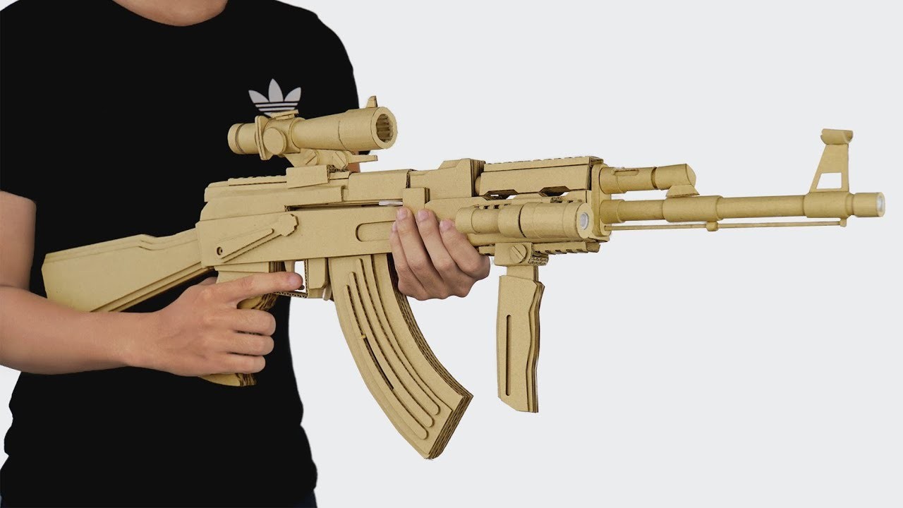 How To Make Cardboard Gun Amzing Ak 47 Gun That Shoots