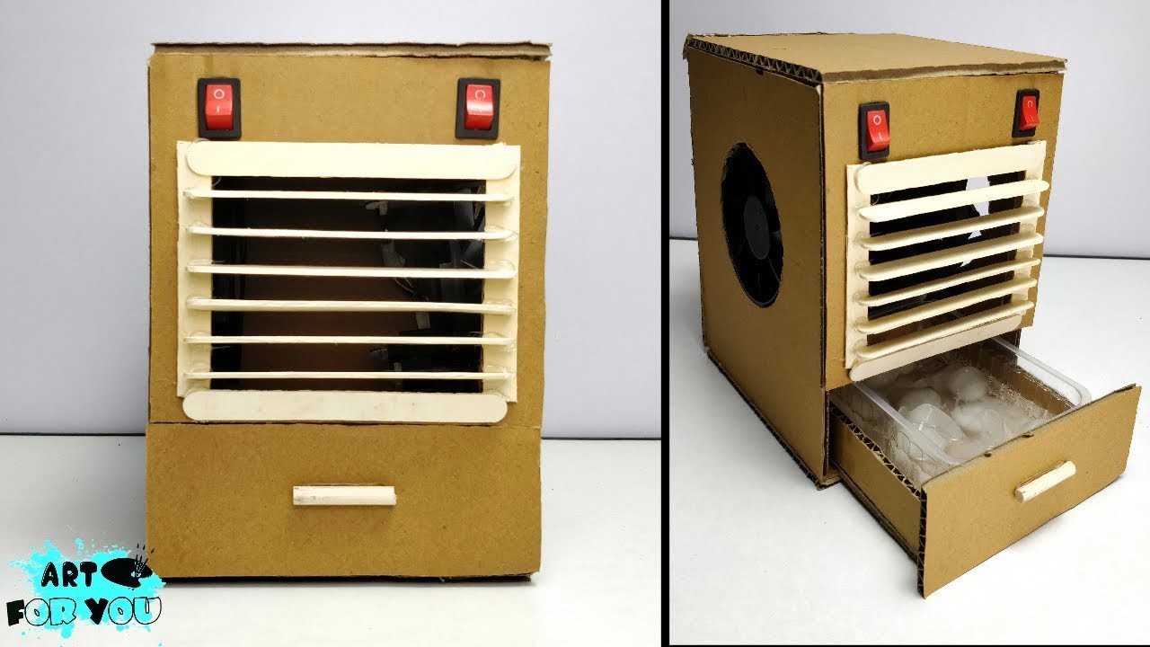 How To Make Powerful Mini Air Cooler From Cardboard, How To Make Mini ...