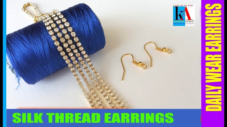 How to make Simple and Beautiful Silk Thread Earrings at home || Daily wear Earrings tutorial