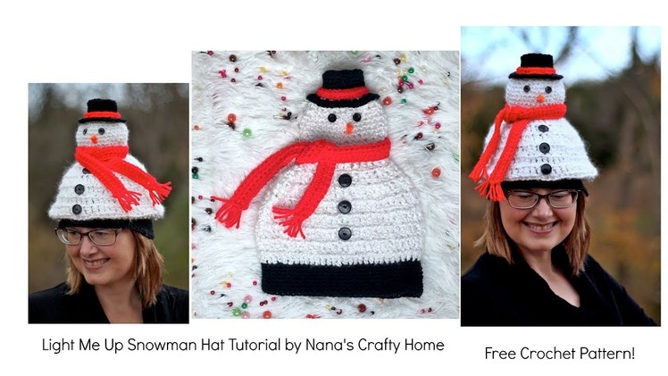 Light Me Up Snowman Hat Free Crochet Pattern Tutorial