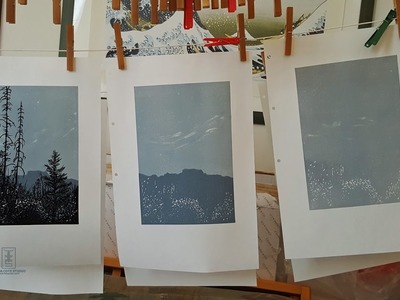 LINDA COTE-The Making of My Fenland Trail Reduction Linocut