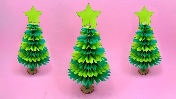 Paper Christmas Tree Making With Green Color Paper | DIY Christmas Craft