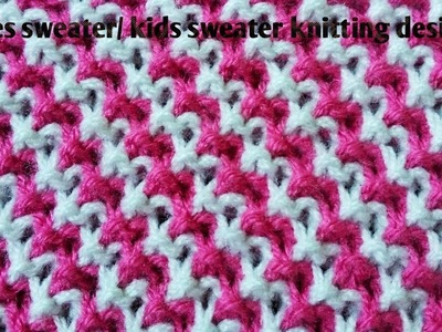 Sweater design for ladies and babies.two colours knitting pattern. in Hindi (English subtitles​).