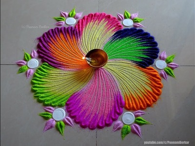 Very easy flower rangoli for beginners | Easy rangoli designs by Poonam Borkar