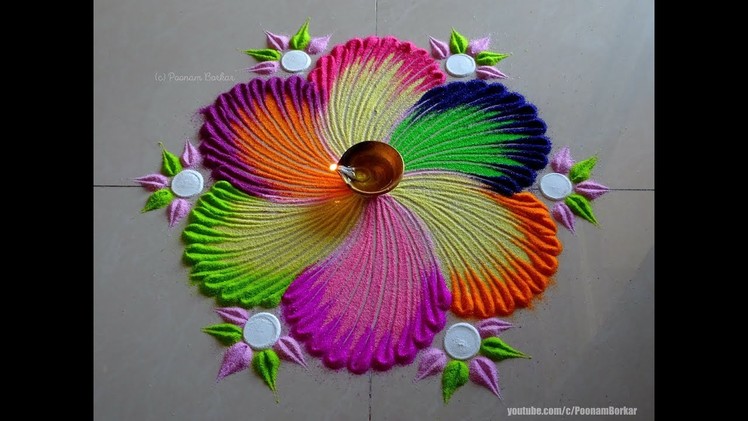 Very easy flower rangoli for beginners | Easy rangoli designs by Poonam Borkar