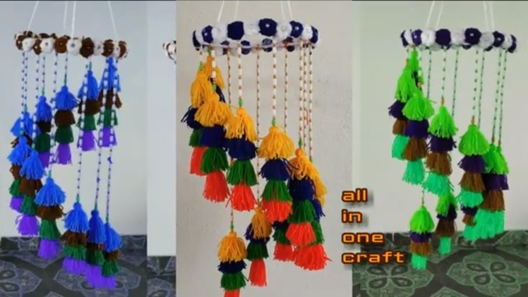 Woolen Craft Idea. Beautiful Wall Hanging.DlY - Woolen Wall Craft.Amazing Craft Pom Pom Woolen