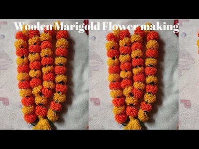 Woollen Toran design || marigold flower toran making for door-Part 1.
