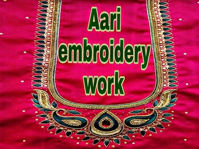 Aari embroidery tutorial blouse design work | Hand embroidery | zardoshi work 3