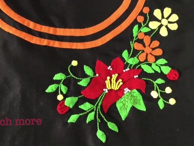 Hand embroidery easy stitch Neckline embroidery Aplic work (patch work )