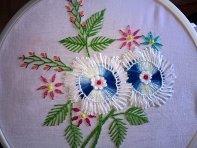 Hand embroidery. New Flower embroidery stitch. Hand embroidery stitches.
