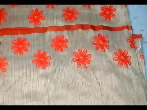 Hand embroidery on saree. Flower pattern on saree border. Supriya Talukder.