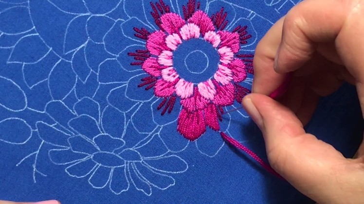Hand Embroidery Tutorial -Easy Long and Short Stitch (time lapse)