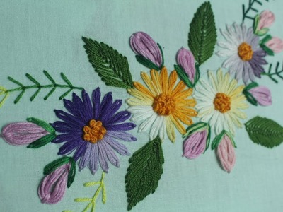 Lazy daisy stitch for beautiful flower design making | Hand embroidery designs