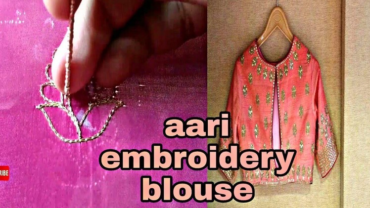 New Aari embroidery tutorial blouse design work | Hand embroidery