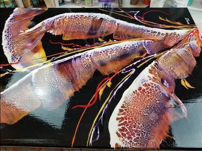 (78) Sealing Acrylic Pour Paintings That Had Silicone with a High Gloss Varnish with Sandra Lett