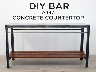 DIY Bar with Poured-in-Place Concrete Countertops