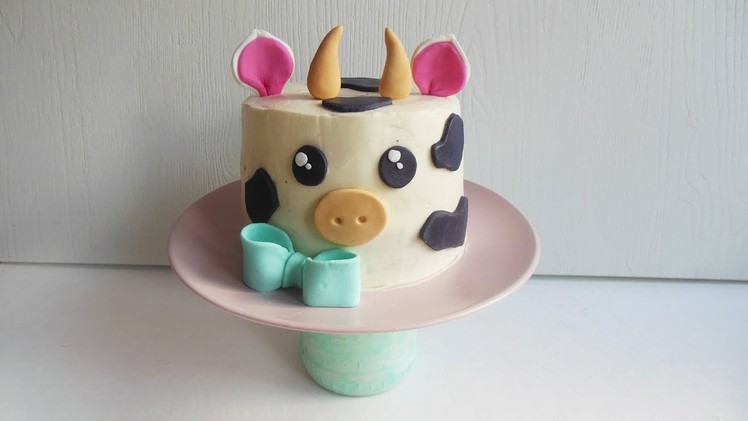 DIY Cow Cake with buttercream frosting. Как сделать Торт в виде Коровы из крема и мастики