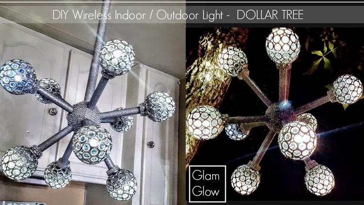 DIY DOLLAR TREE WIRELESS LED LIGHT -  Home Decor Glam Lamp