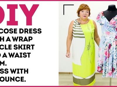 DIY: Viscose dress with a wrap circle skirt and a waist seam. Dress with a flounce.