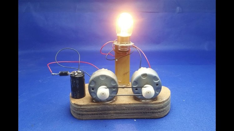 Free energy running motor with light 12V -  Experiment DIY science projects at home 2018