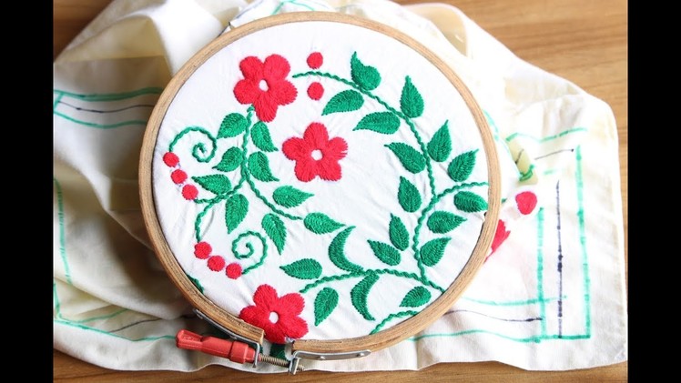 Hand Embroidery Design for Beautiful Cushion Cover (part 3) | Cushion Cover Flower Design .