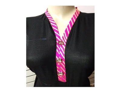 High neck design for kurti - latest V neck design - Latest Ban Neck Design with Lace