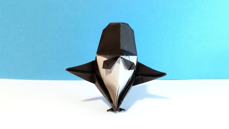 Origami Penguin in a Tuxedo Suit with a Bow Tie