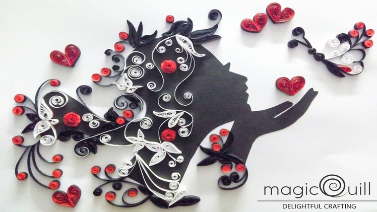 Quilled wall art | Girl blowing butterfly wall art | quilling designs | Magic Quill