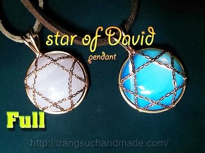 Star of David pendant with opalite and pink quartz round cabochon - full version ( slow ) 350