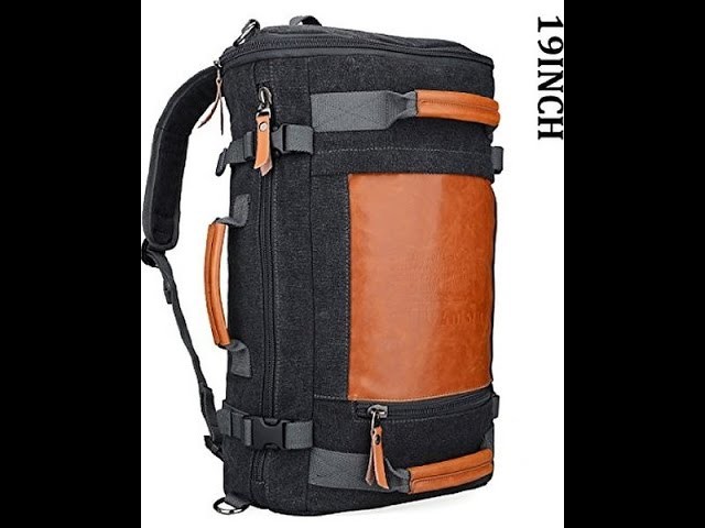 Witzman Men's Retro Canvas Duffel Travel Rucksack Backpack Laptop 19 Inch Black Review