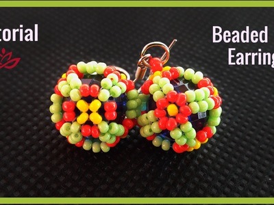 Beaded Ball Earrings with Seed Beads- Tutorial