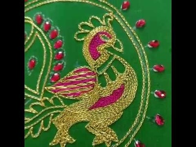 Heavy Embroidery Designer Blouse #63 - Peacock Design