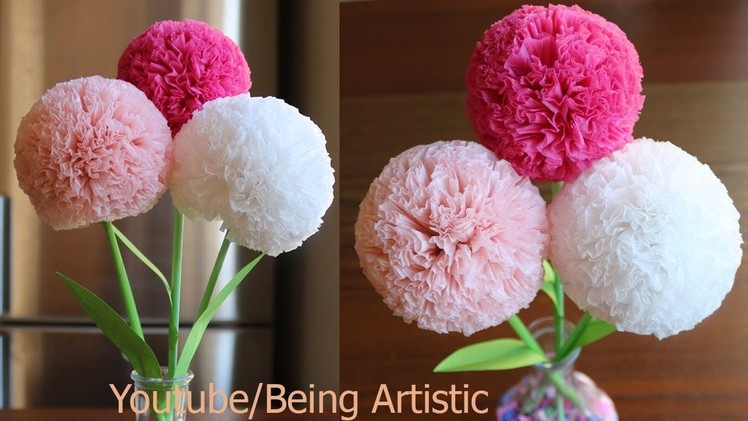 How To Make Round Tissue Paper Flower - DIY Paper Craft