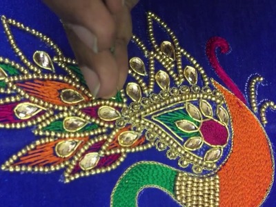 Making of peacock embroidery